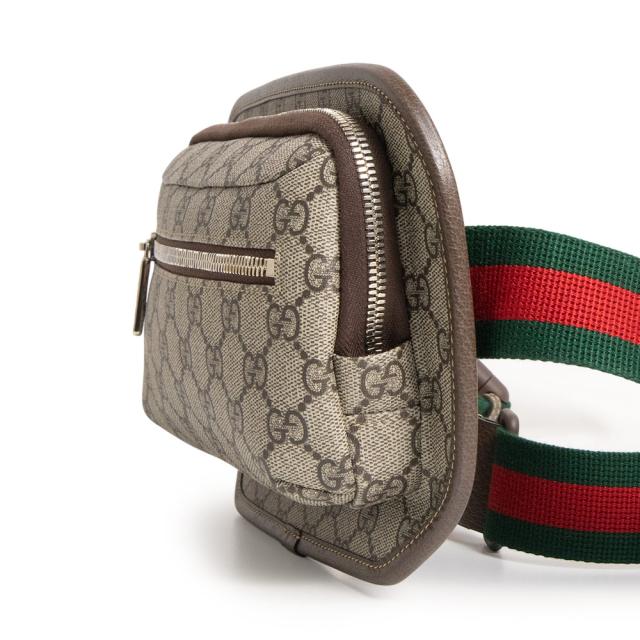 （新品・未使用品）GUCCI グッチ 760217 ボディ ウエスト ベルトバッグ 斜め掛け GGスプリームキャンバス ベージュ ブラウン レッド グリーン マットブラウン金具_4