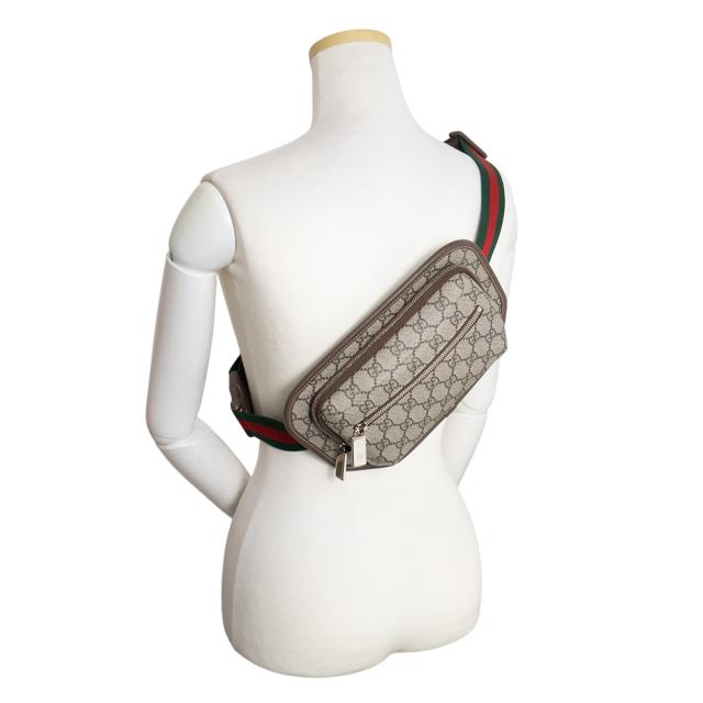 （新品・未使用品）GUCCI グッチ 760217 ボディ ウエスト ベルトバッグ 斜め掛け GGスプリームキャンバス ベージュ ブラウン レッド グリーン マットブラウン金具_7