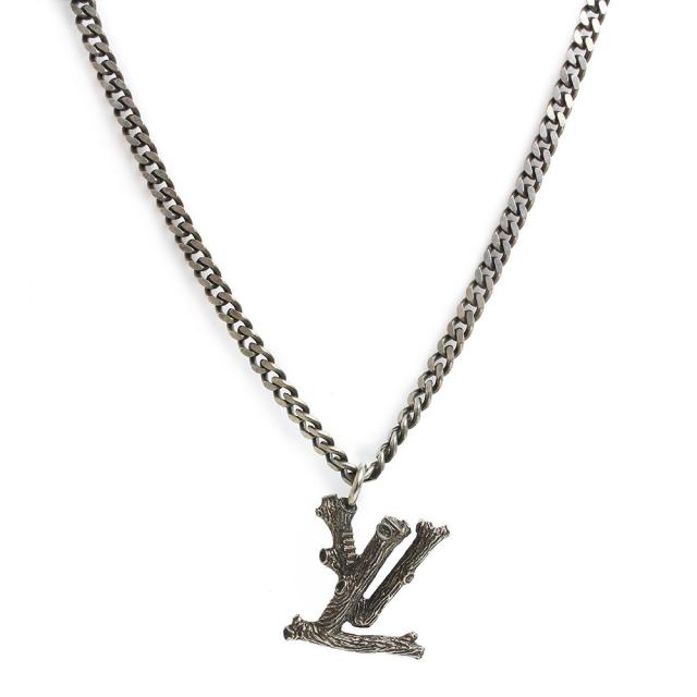 （新品・未使用品）LOUIS VUITTON ルイ ヴィトン MP2818 LVウッド ヴィンテージシルバー ネックレス ペンダント 箱付