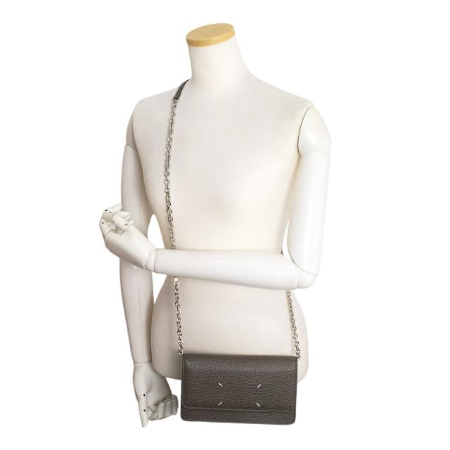 （未使用　展示品）Maison Margiela メゾン マルジェラ SA3UI0008 4ステッチ チェーンウォレット 長財布 グレイニーレザー グラファイト グレー ショルダーバッグ 斜め掛け シルバー金具_7