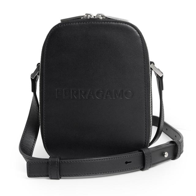 （未使用　展示品）Salvatore Ferragamo サルヴァトーレフェラガモ AU-24 レザー ブラック ショルダーバッグ 斜め掛け シルバー金具