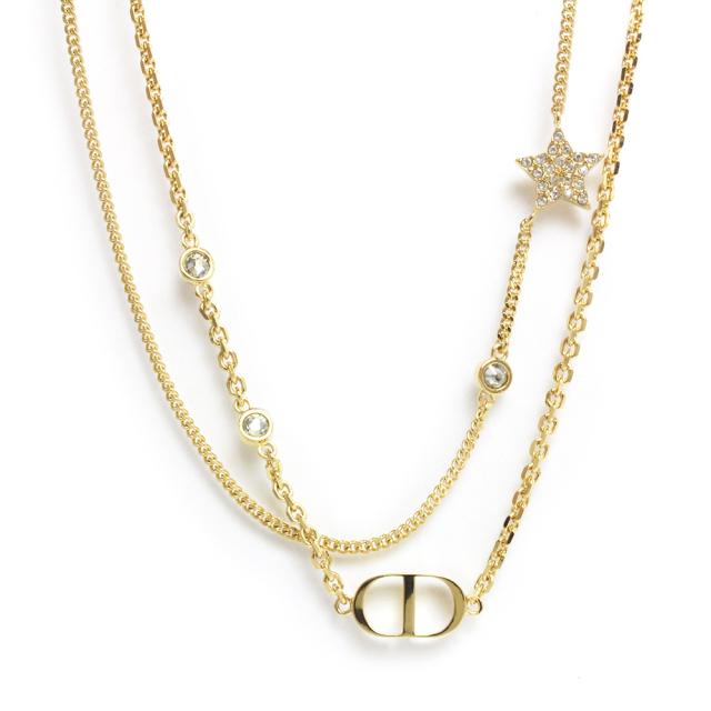 （新品・未使用品）Christian Dior クリスチャンディオール N1155PMTCY PETIT CD ロゴ スター 星 ゴールド ダブル 2連 ネックレス ペンダント 二段階調節 箱付