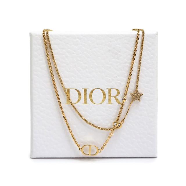 （新品・未使用品）Christian Dior クリスチャンディオール N1155PMTCY PETIT CD ロゴ スター 星 ゴールド ダブル 2連 ネックレス ペンダント 二段階調節 箱付_1