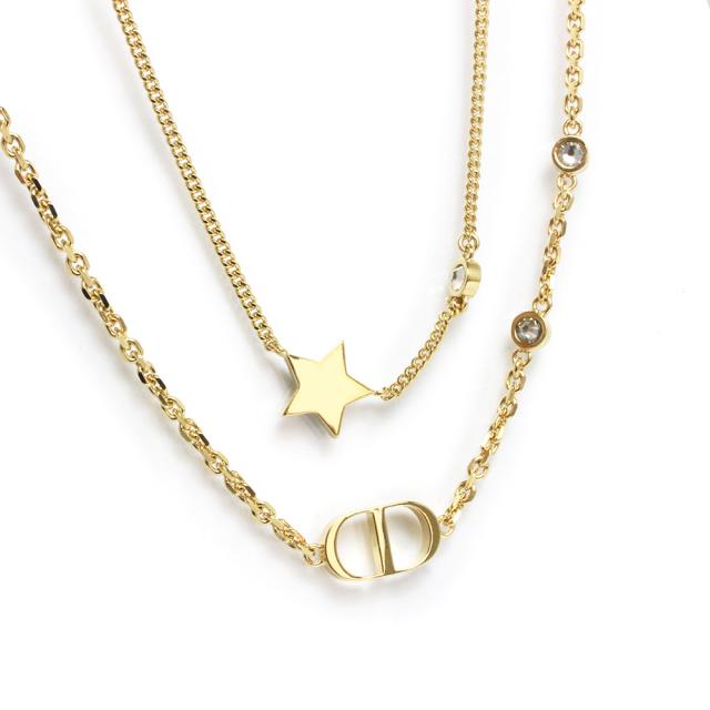 （新品・未使用品）Christian Dior クリスチャンディオール N1155PMTCY PETIT CD ロゴ スター 星 ゴールド ダブル 2連 ネックレス ペンダント 二段階調節 箱付_3