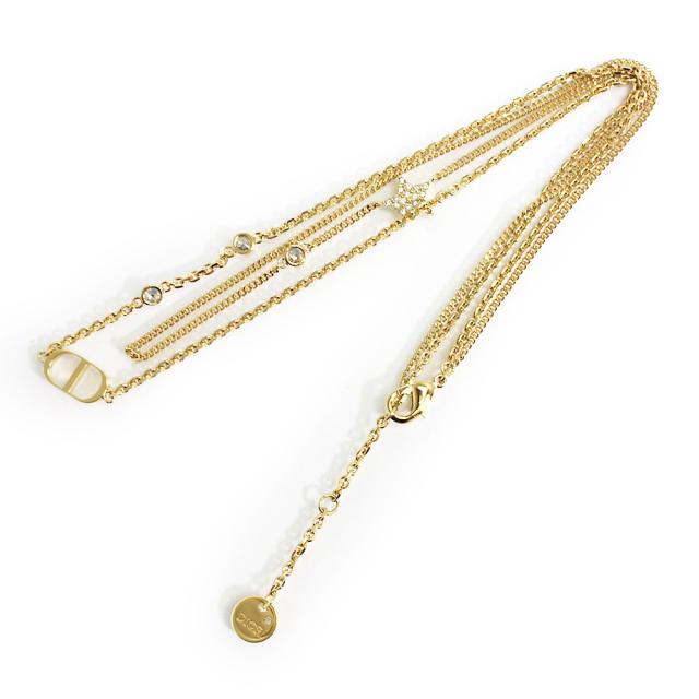 （新品・未使用品）Christian Dior クリスチャンディオール N1155PMTCY PETIT CD ロゴ スター 星 ゴールド ダブル 2連 ネックレス ペンダント 二段階調節 箱付_4