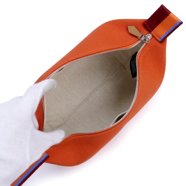 （未使用　展示品）HERMES エルメス ブリッド ア ブラック Hパヴィヨン PM コットンキャンバス コットン100％ ORANGE FEU オレンジフー ポーチ セカンド ハンドバッグ シルバー金具_1
