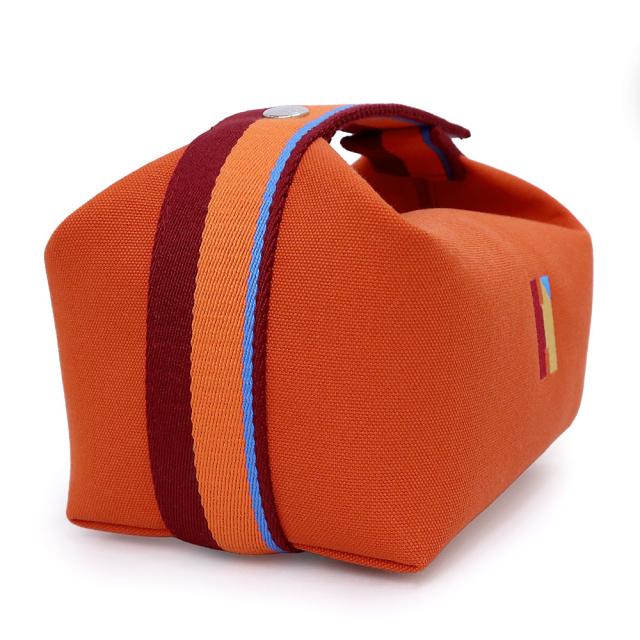 （未使用　展示品）HERMES エルメス ブリッド ア ブラック Hパヴィヨン PM コットンキャンバス コットン100％ ORANGE FEU オレンジフー ポーチ セカンド ハンドバッグ シルバー金具_2