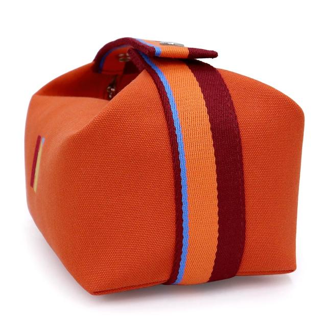 （未使用　展示品）HERMES エルメス ブリッド ア ブラック Hパヴィヨン PM コットンキャンバス コットン100％ ORANGE FEU オレンジフー ポーチ セカンド ハンドバッグ シルバー金具_3