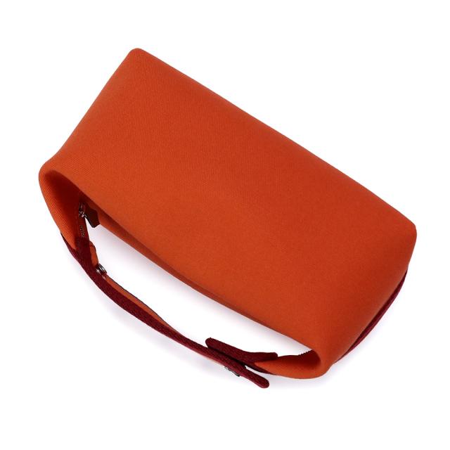 （未使用　展示品）HERMES エルメス ブリッド ア ブラック Hパヴィヨン PM コットンキャンバス コットン100％ ORANGE FEU オレンジフー ポーチ セカンド ハンドバッグ シルバー金具_4