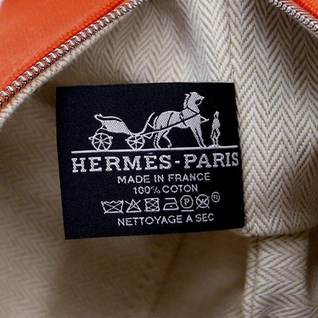 （未使用　展示品）HERMES エルメス ブリッド ア ブラック Hパヴィヨン PM コットンキャンバス コットン100％ ORANGE FEU オレンジフー ポーチ セカンド ハンドバッグ シルバー金具_7