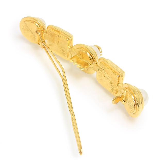 （新品・未使用品）CHANEL シャネル AB5166 パール ラインストーン ココマーク ゴールド バレッタ 髪留め ヘアクリップ ヘアアクセサリー 箱付_3
