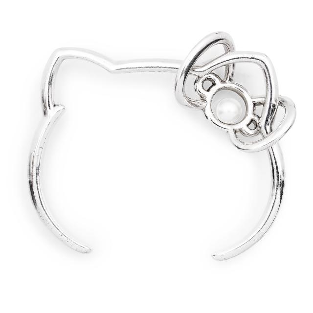 （中古）MIKIMOTO ミキモト HELLO KITTY ハローキティ コラボ SV925 アコヤパール シルバー ブレスレット バングル 箱付