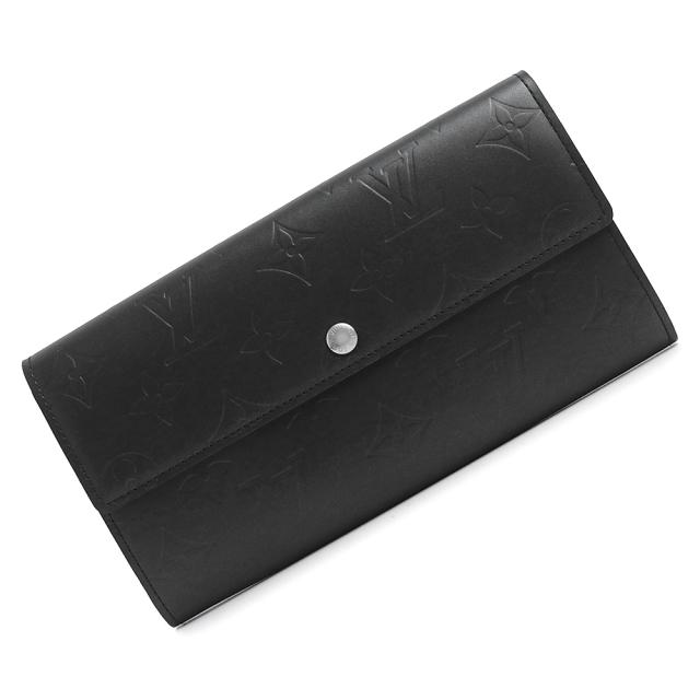 （未使用保管品）LOUIS VUITTON ルイ ヴィトン M65142 ポルトフォイユ サラ モノグラムマット ノワール ブラック 二つ折り財布 レザー シルバー金具 箱付