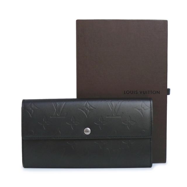 （未使用保管品）LOUIS VUITTON ルイ ヴィトン M65142 ポルトフォイユ サラ モノグラムマット ノワール ブラック 二つ折り財布 レザー シルバー金具 箱付_1
