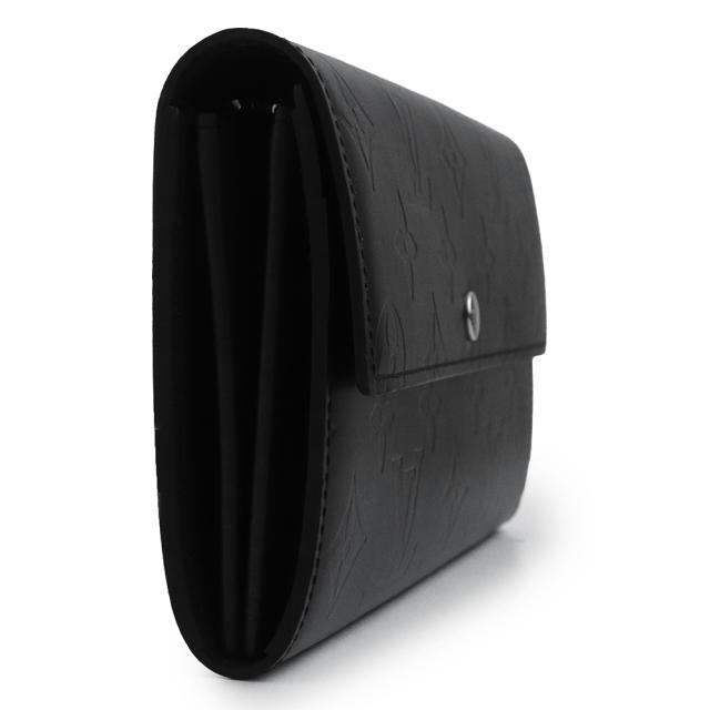 （未使用保管品）LOUIS VUITTON ルイ ヴィトン M65142 ポルトフォイユ サラ モノグラムマット ノワール ブラック 二つ折り財布 レザー シルバー金具 箱付_4