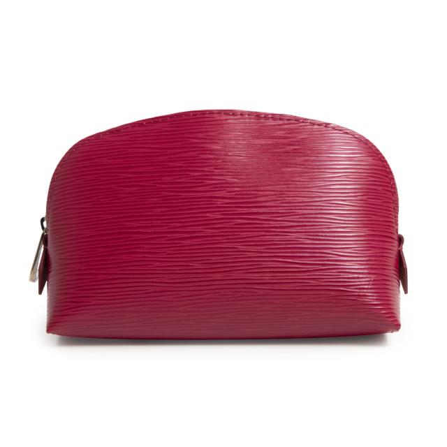 （未使用　展示品）LOUIS VUITTON ルイ ヴィトン M40641 ポシェット コスメティック PM エピレザー フューシャ ワインレッド 化粧ポーチ シルバー金具 箱付