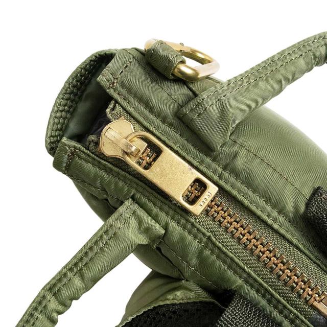 （中古）Sacai サカイ 22-0511S ポーター PORTER コラボ ボトル ポケット トート スモール ナイロン カーキ 2Way ショルダー ハンドバッグ 斜め掛け マットゴールド金具_9