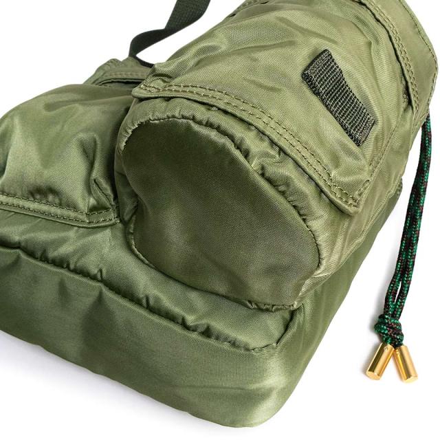 （中古）Sacai サカイ 22-0511S ポーター PORTER コラボ ボトル ポケット トート スモール ナイロン カーキ 2Way ショルダー ハンドバッグ 斜め掛け マットゴールド金具_11