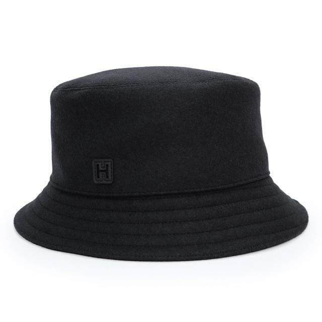 【美品】HERMES エルメス バケットハット ブラック Hロゴ サイズ58 美品）HERMES エルメス フレッド Hカット #60 59cm ウール82% ナイロン