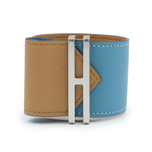 （新品・未使用品）HERMES エルメス エラン ヴォースイフト New Bleu Jean ニューブルージーン Nata ナタ B刻印 ブレスレット ＃T2 レザー シルバー金具 箱付