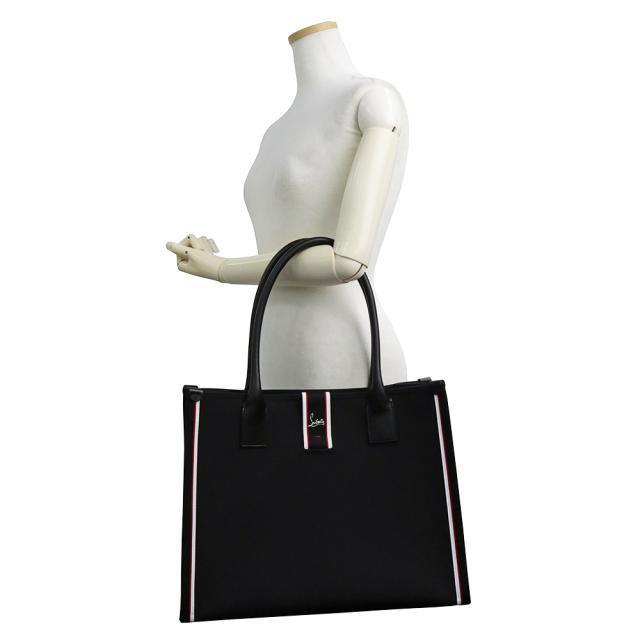（未使用　展示品）Christian Louboutin クリスチャンルブタン 3245177 Nastroloubi L ナストロルビ エル for BMW Fashionista ナイロンキャンバス カーフスキン ブラック ホワイト レッド トートバッグ レザー シルバー金具_6