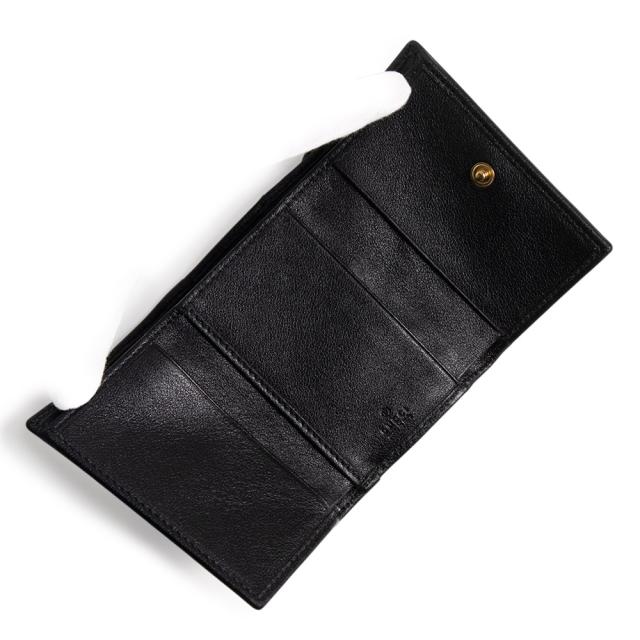 （新品・未使用品）GUCCI グッチ 658633 バンブー付き ミディアム ウォレット コンパクト レザー ブラック 三つ折り財布 アンティークゴールド金具 箱付_2