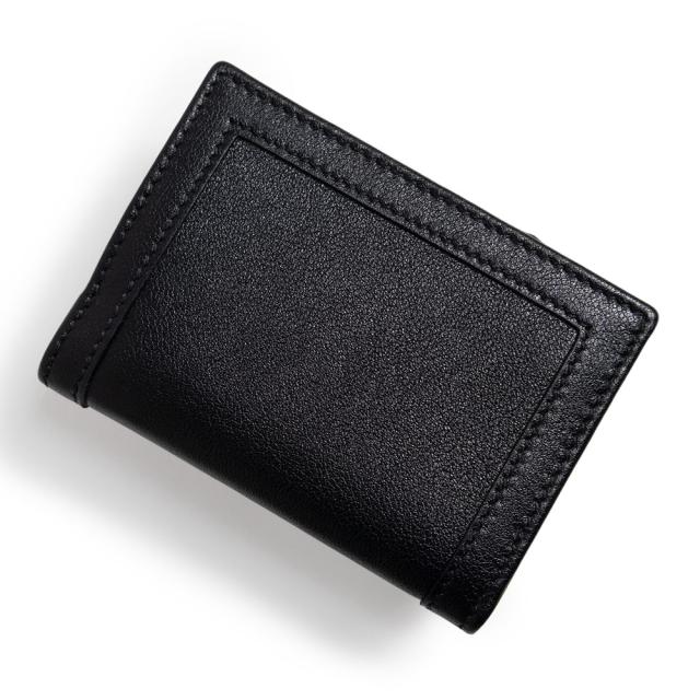 （新品・未使用品）GUCCI グッチ 658633 バンブー付き ミディアム ウォレット コンパクト レザー ブラック 三つ折り財布 アンティークゴールド金具 箱付_6