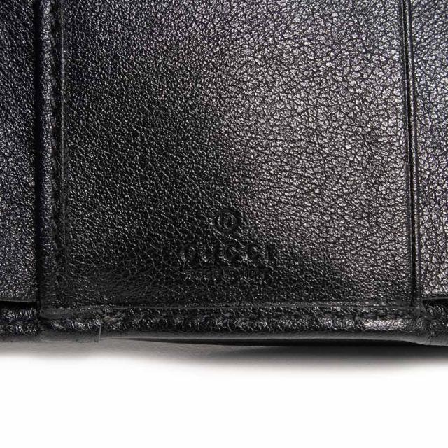 （新品・未使用品）GUCCI グッチ 658633 バンブー付き ミディアム ウォレット コンパクト レザー ブラック 三つ折り財布 アンティークゴールド金具 箱付_8