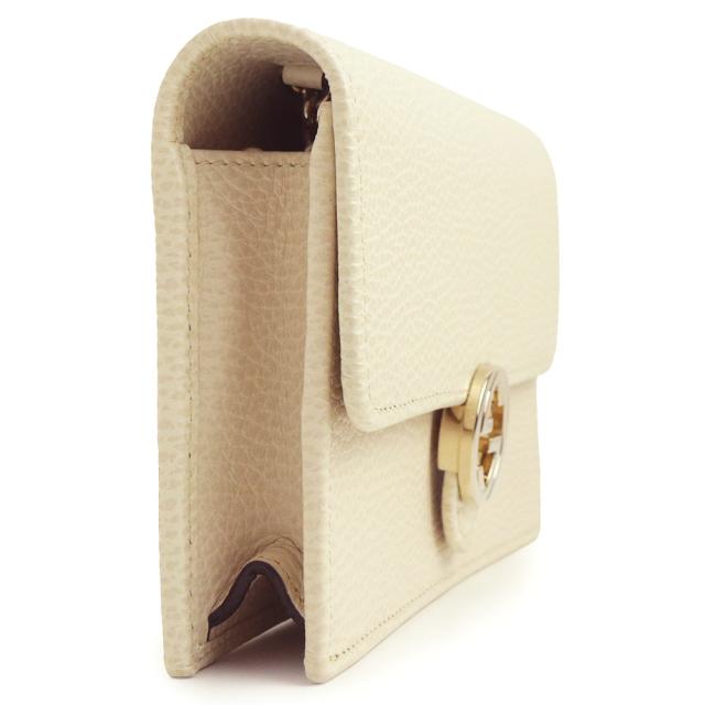 （未使用　展示品）GUCCI グッチ 615523 インターロッキングG チェーンウォレット カーフスキン アイボリー ホワイト 2way クラッチ ショルダーバッグ 斜め掛け レザー ゴールド金具_4