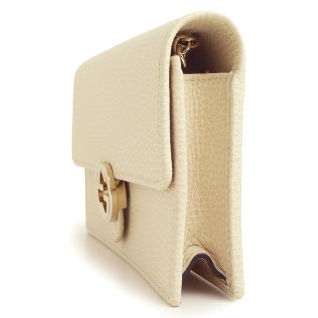 （未使用　展示品）GUCCI グッチ 615523 インターロッキングG チェーンウォレット カーフスキン アイボリー ホワイト 2way クラッチ ショルダーバッグ 斜め掛け レザー ゴールド金具_5