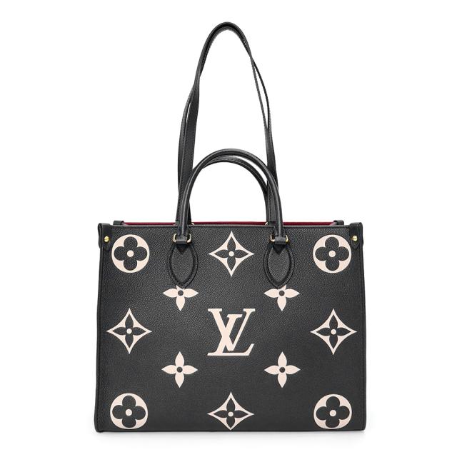 （未使用　展示品）LOUIS VUITTON ルイ ヴィトン M45495 オンザゴー MM モノグラムアンプラント ブラック ベージュ 2way ショルダー ハンドバッグ レザー ゴールド金具 226,050円