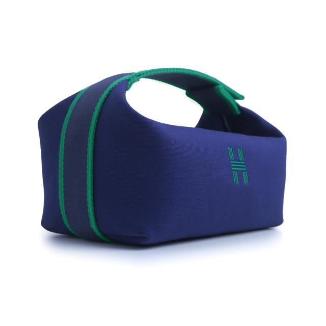 （未使用保管品）HERMES エルメス ブリッド ア ブラック PM コットンキャンバス コットン100％ ネイビー MARINE マリン ハンドバッグ バニティ ポーチ セカンドバッグ シルバー金具_2