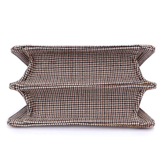 （未使用　展示品）FENDI フェンディ 8BN335 ピーカブー アイシーユー プチ ハウンドトゥース キャンバス レザー ブラウン 2Way ショルダー ハンドバッグ 斜め掛け ゴールド金具 箱付_6