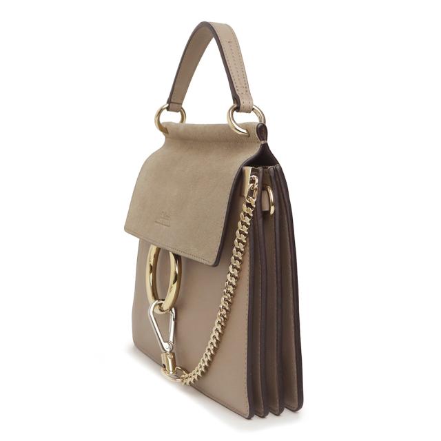 （未使用　展示品）Chloe クロエ CHC20SS202 FAYE フェイ スモール カーフスキン スウェード MOTTYGREY グレージュ 2way ショルダー ハンドバッグ 斜め掛け レザー ゴールド金具_4