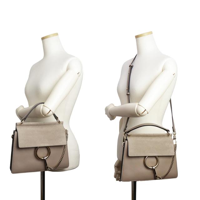 （未使用　展示品）Chloe クロエ CHC20SS202 FAYE フェイ スモール カーフスキン スウェード MOTTYGREY グレージュ 2way ショルダー ハンドバッグ 斜め掛け レザー ゴールド金具_7
