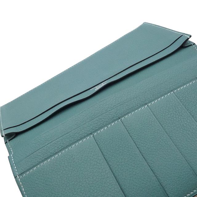 （美品）HERMES エルメス MC2 フレミング ヴォーエバーカラー シエル ブルー □Q刻印 二つ折り長財布 札入れ レザー 箱付