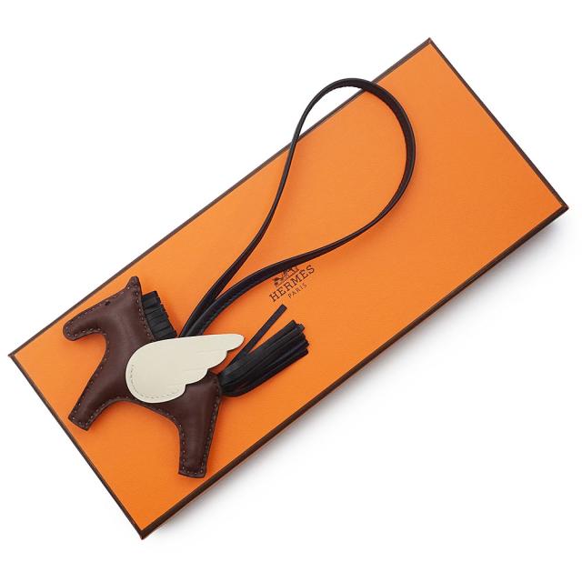 （新品・未使用品）HERMES エルメス ロデオ ペガサス PM アニューミロ ラムスキン ヴォースイフト テール ノワール クレ ブラウン ブラック ホワイト K刻印 バッグチャーム レザー 箱付_1