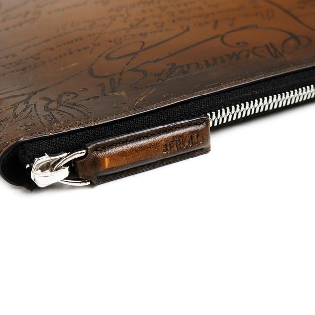 （中古）Berluti ベルルッティ NINO ニノ GM スクリット カリグラフィー ヴェネチアレザー CACAO INTENSO カカオインテンソ ブラウン クラッチバッグ セカンド シルバー金具_9