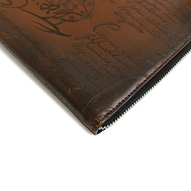 （中古）Berluti ベルルッティ NINO ニノ GM スクリット カリグラフィー ヴェネチアレザー CACAO INTENSO カカオインテンソ ブラウン クラッチバッグ セカンド シルバー金具_8