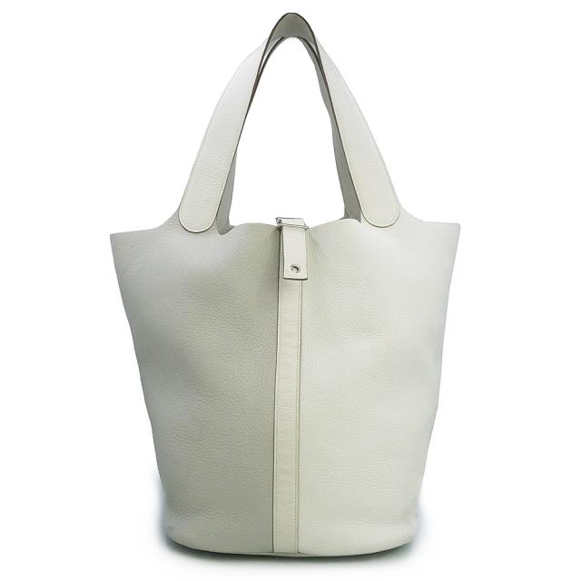 （中古）HERMES エルメス ピコタンロック カザック 31 TGM トリヨンクレマンス ブラン パールグレー ホワイト □P刻印 ハンドバッグ レザー シルバー金具