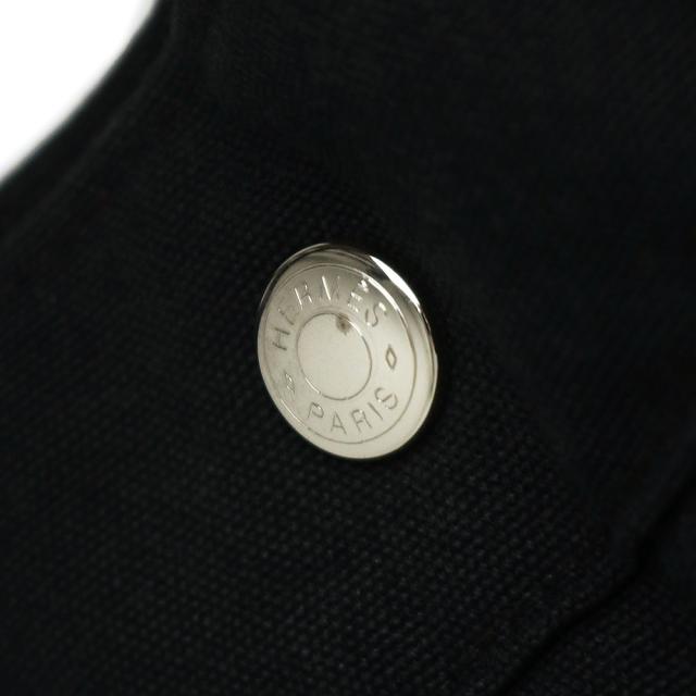 （中古）HERMES エルメス フールトゥ MM キャンバス ブラック グレー トート ハンドバッグ シルバー金具_10