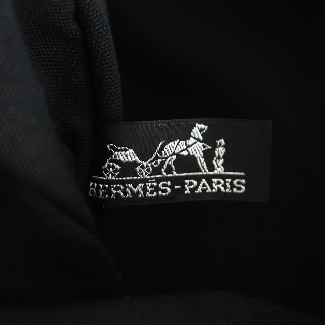 （中古）HERMES エルメス フールトゥ MM キャンバス ブラック グレー トート ハンドバッグ シルバー金具_7
