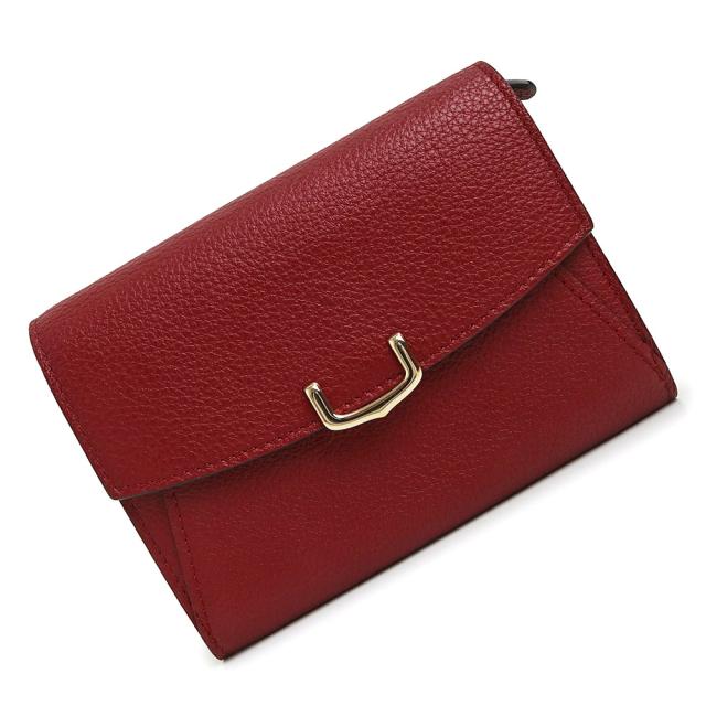 （未使用　展示品）Cartier カルティエ L3001502 C ドゥ カルティエ コンパクト ウォレット カーフスキン レッドスピネル ボルドー 二つ折り財布 レザー ゴールド金具