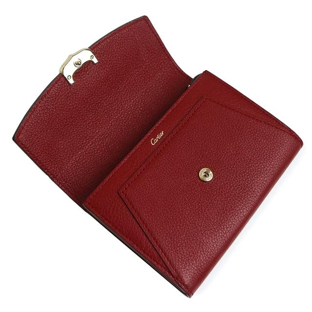 （未使用　展示品）Cartier カルティエ L3001502 C ドゥ カルティエ コンパクト ウォレット カーフスキン レッドスピネル ボルドー 二つ折り財布 レザー ゴールド金具_2