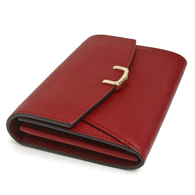 （未使用　展示品）Cartier カルティエ L3001502 C ドゥ カルティエ コンパクト ウォレット カーフスキン レッドスピネル ボルドー 二つ折り財布 レザー ゴールド金具_4