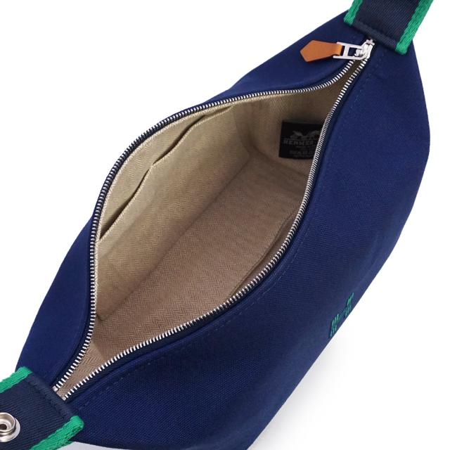 （未使用　展示品）HERMES エルメス ブリッド ア ブラック PM コットンキャンバス コットン100％ マリン マリーヌ ネイビー セカンド ハンドバッグ バニティ ポーチ シルバー金具_1