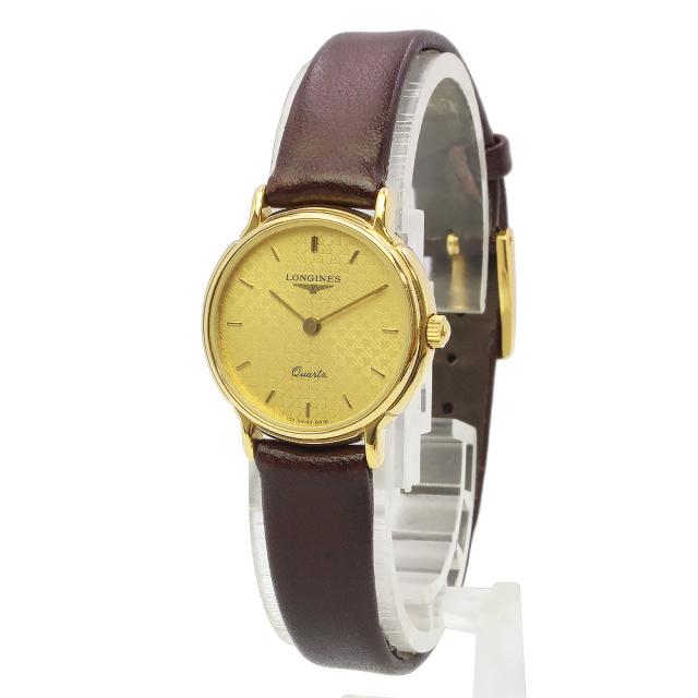 （中古）LONGINES ロンジン クオーツ ステンレススチール レザー ゴールド ブラウン 腕時計 ギャラ 保証書付