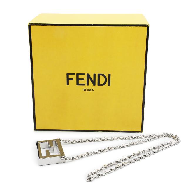 （未使用　展示品）FENDI フェンディ 7AJ891 バゲット ロゴ シルバー ネックレス ペンダント 箱付_1