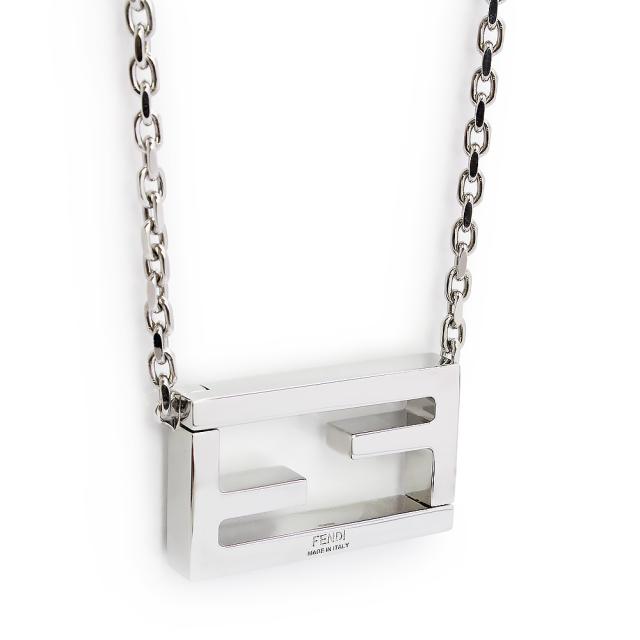 （未使用　展示品）FENDI フェンディ 7AJ891 バゲット ロゴ シルバー ネックレス ペンダント 箱付_2