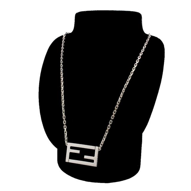 （未使用　展示品）FENDI フェンディ 7AJ891 バゲット ロゴ シルバー ネックレス ペンダント 箱付_5
